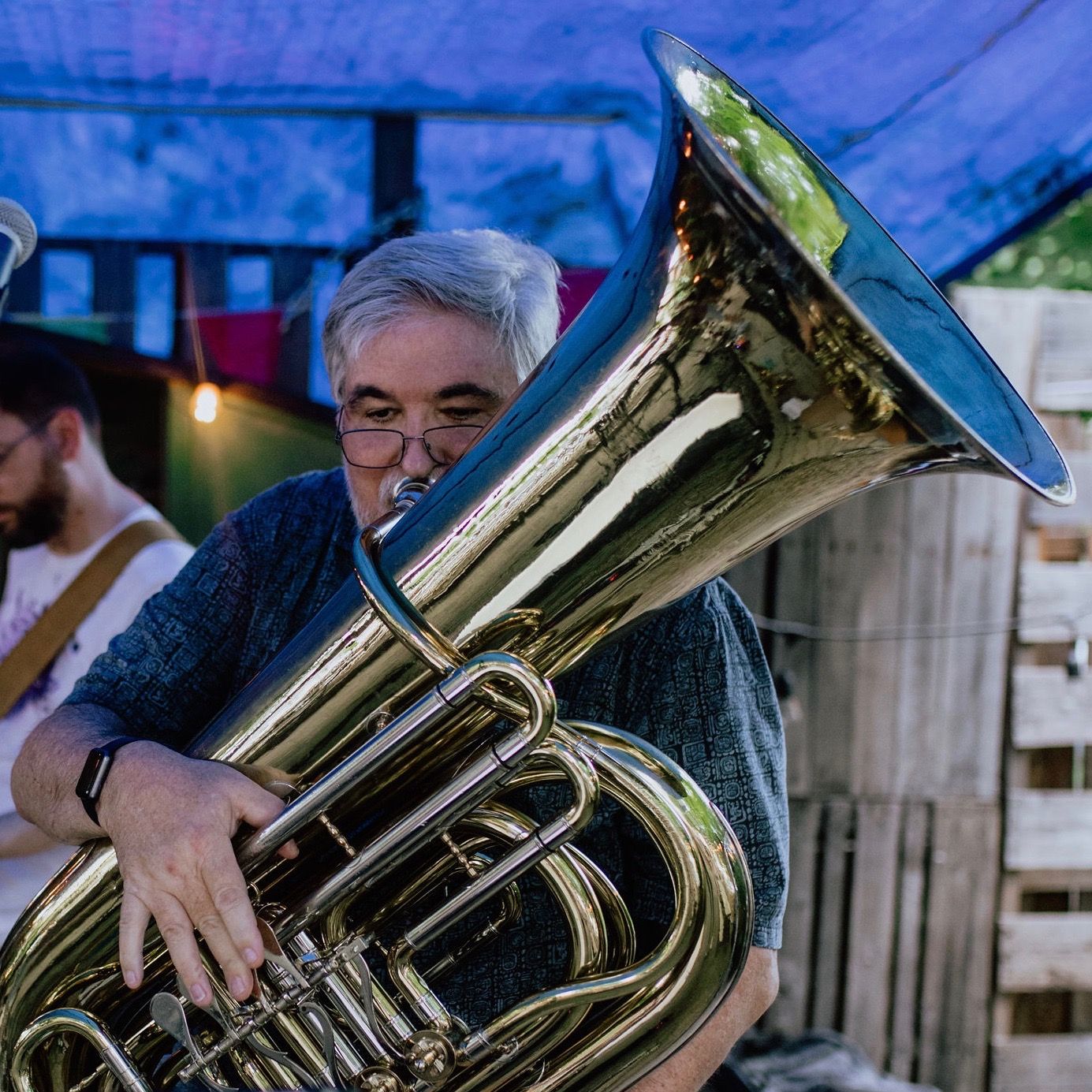 Tuba player on stage